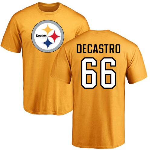 NFL Nike Pittsburgh Steelers #66 David DeCastro Gold Name & Number Logo T-Shirt