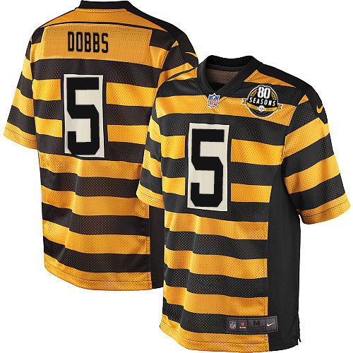 Men's Nike Pittsburgh Steelers #5 Joshua Dobbs Elite Yellow/Black Alternate 80TH Anniversary Throwback NFL Jersey