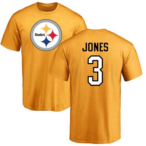 NFL Nike Pittsburgh Steelers #3 Landry Jones Gold Name & Number Logo T-Shirt