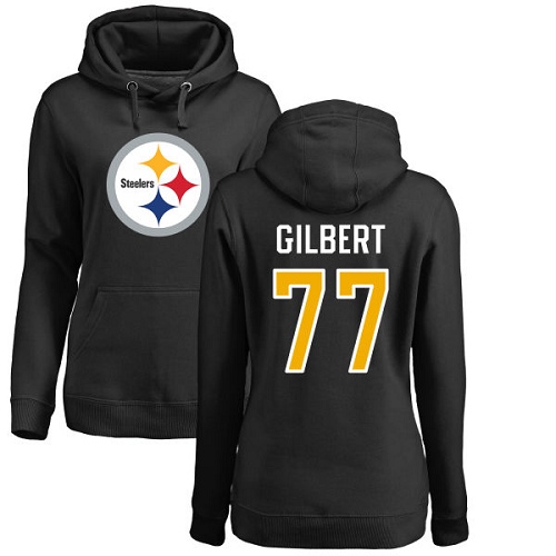 NFL Women's Nike Pittsburgh Steelers #77 Marcus Gilbert Black Name & Number Logo Pullover Hoodie