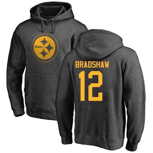 NFL Nike Pittsburgh Steelers #12 Terry Bradshaw Ash One Color Pullover Hoodie