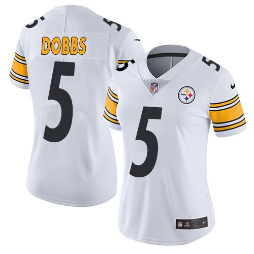 Women's Nike Pittsburgh Steelers #5 Joshua Dobbs White Vapor Untouchable Limited Player NFL Jersey
