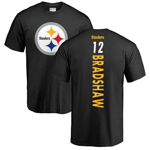 NFL Nike Pittsburgh Steelers #12 Terry Bradshaw Black Backer T-Shirt