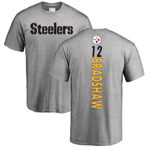 NFL Nike Pittsburgh Steelers #12 Terry Bradshaw Ash Backer T-Shirt