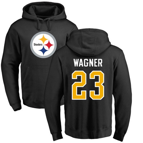 NFL Nike Pittsburgh Steelers #23 Mike Wagner Black Name & Number Logo Pullover Hoodie