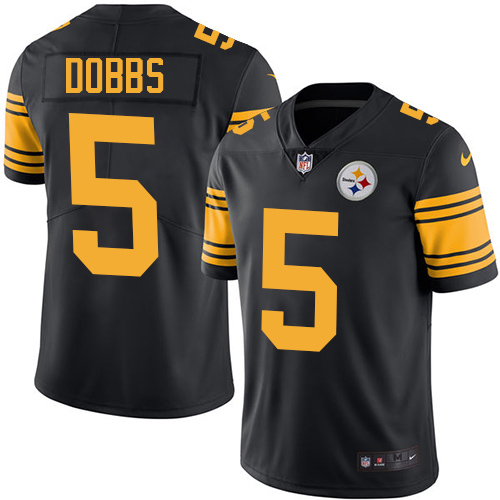 Men's Nike Pittsburgh Steelers #5 Joshua Dobbs Limited Black Rush Vapor Untouchable NFL Jersey