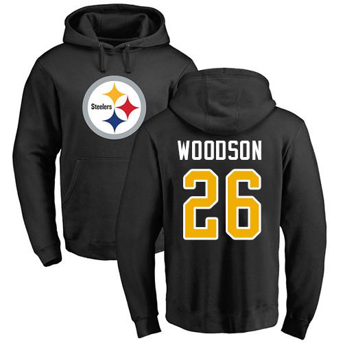 NFL Nike Pittsburgh Steelers #26 Rod Woodson Black Name & Number Logo Pullover Hoodie