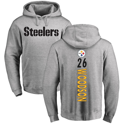 NFL Nike Pittsburgh Steelers #26 Rod Woodson Ash Backer Pullover Hoodie