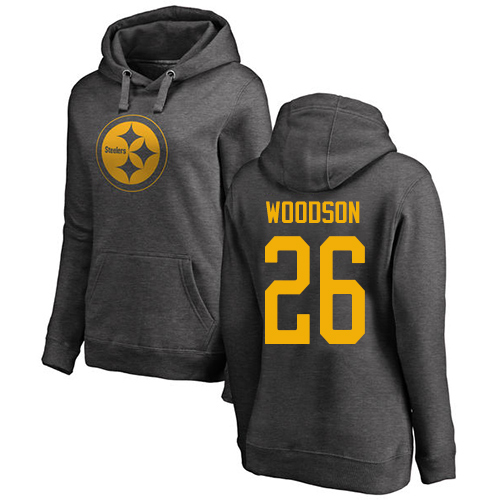 NFL Women's Nike Pittsburgh Steelers #26 Rod Woodson Ash One Color Pullover Hoodie