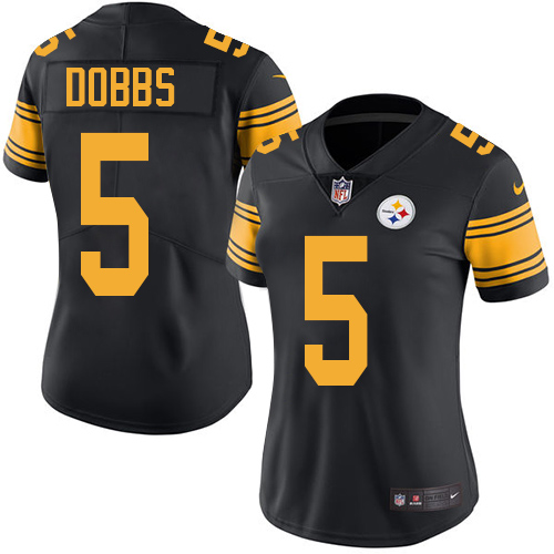 Women's Nike Pittsburgh Steelers #5 Joshua Dobbs Limited Black Rush Vapor Untouchable NFL Jersey