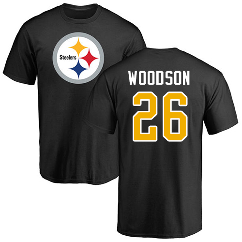 NFL Nike Pittsburgh Steelers #26 Rod Woodson Black Name & Number Logo T-Shirt