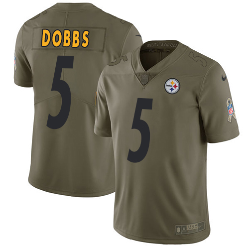 Men's Nike Pittsburgh Steelers #5 Joshua Dobbs Limited Olive 2017 Salute to Service NFL Jersey