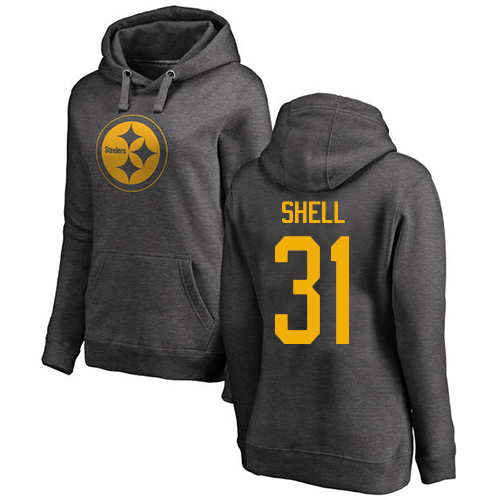 NFL Women's Nike Pittsburgh Steelers #31 Donnie Shell Ash One Color Pullover Hoodie