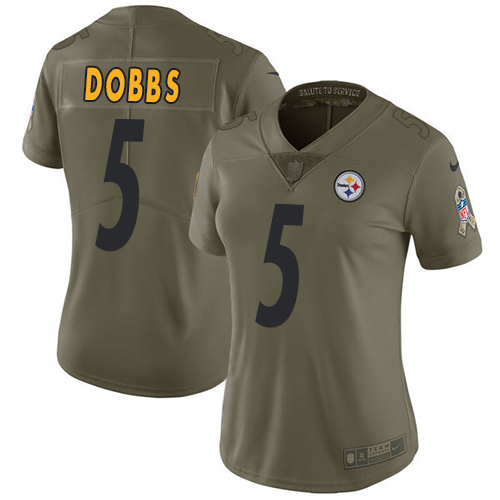 Women's Nike Pittsburgh Steelers #5 Joshua Dobbs Limited Olive 2017 Salute to Service NFL Jersey