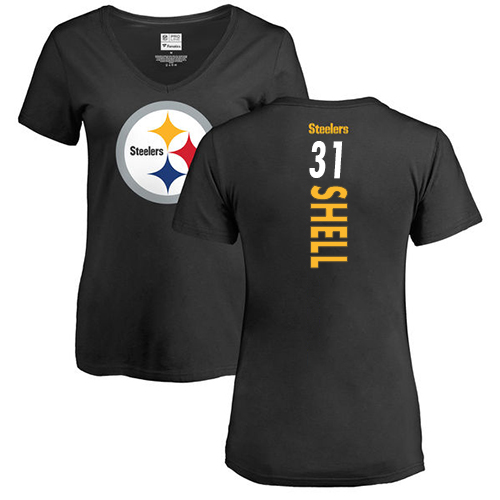 NFL Women's Nike Pittsburgh Steelers #31 Donnie Shell Black Backer Slim Fit T-Shirt