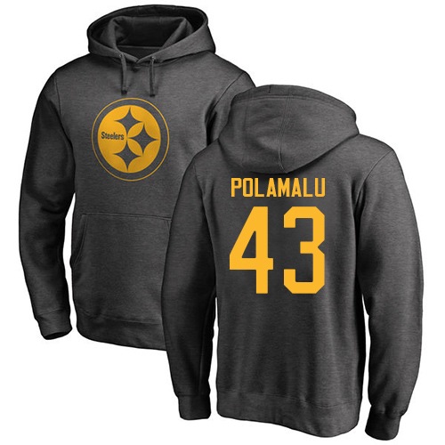 NFL Nike Pittsburgh Steelers #43 Troy Polamalu Ash One Color Pullover Hoodie