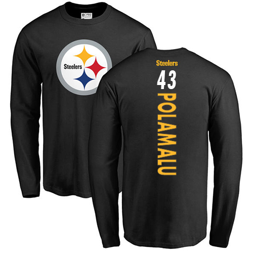 NFL Nike Pittsburgh Steelers #43 Troy Polamalu Black Backer Long Sleeve T-Shirt