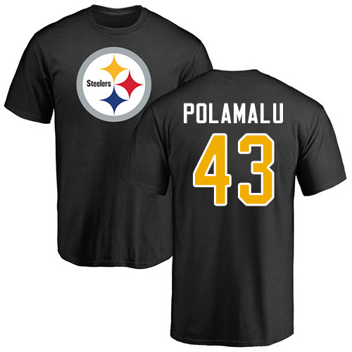 NFL Nike Pittsburgh Steelers #43 Troy Polamalu Black Name & Number Logo T-Shirt