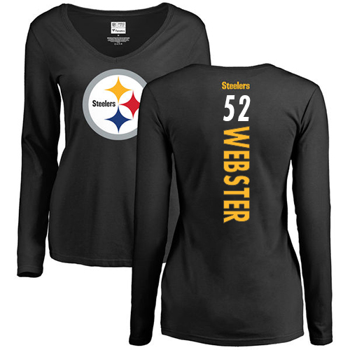 NFL Women's Nike Pittsburgh Steelers #52 Mike Webster Black Backer Slim Fit Long Sleeve T-Shirt