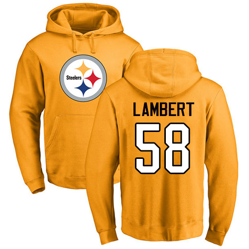 NFL Nike Pittsburgh Steelers #58 Jack Lambert Gold Name & Number Logo Pullover Hoodie