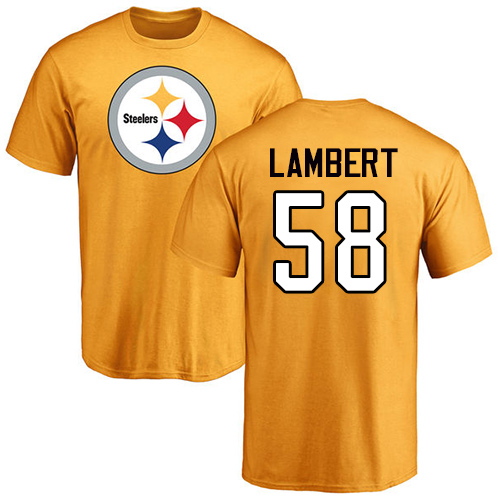 NFL Nike Pittsburgh Steelers #58 Jack Lambert Gold Name & Number Logo T-Shirt