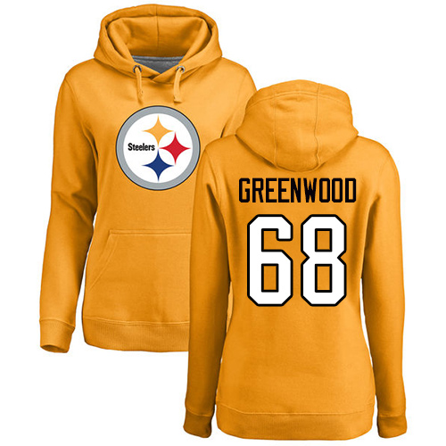 NFL Women's Nike Pittsburgh Steelers #68 L.C. Greenwood Gold Name & Number Logo Pullover Hoodie