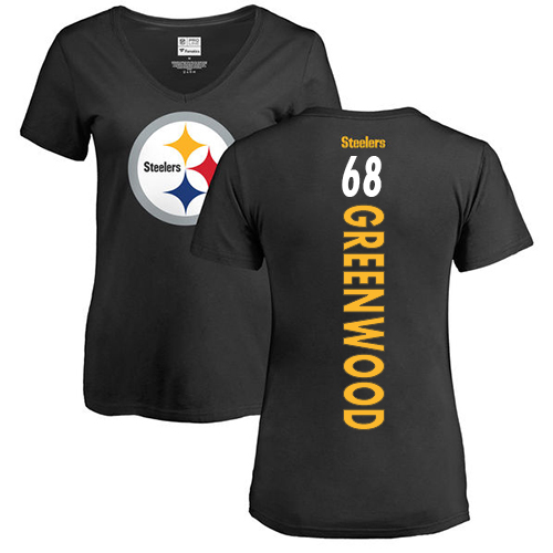 NFL Women's Nike Pittsburgh Steelers #68 L.C. Greenwood Black Backer Slim Fit T-Shirt