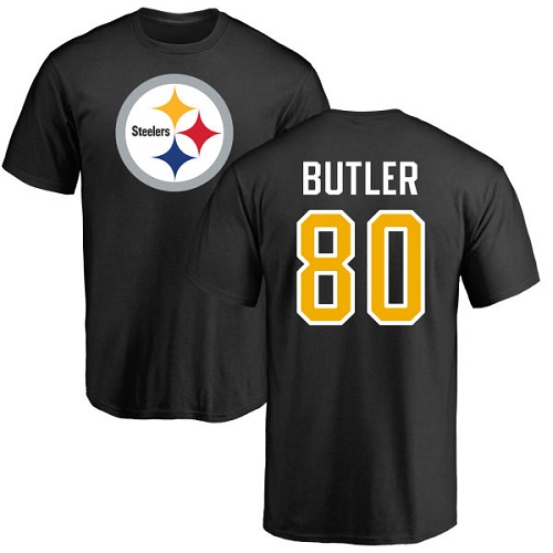 NFL Nike Pittsburgh Steelers #80 Jack Butler Black Name & Number Logo T-Shirt