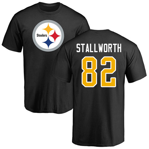 NFL Nike Pittsburgh Steelers #82 John Stallworth Black Name & Number Logo T-Shirt