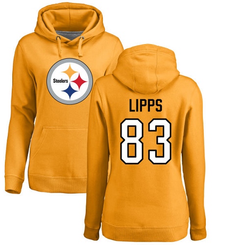 NFL Women's Nike Pittsburgh Steelers #83 Louis Lipps Gold Name & Number Logo Pullover Hoodie