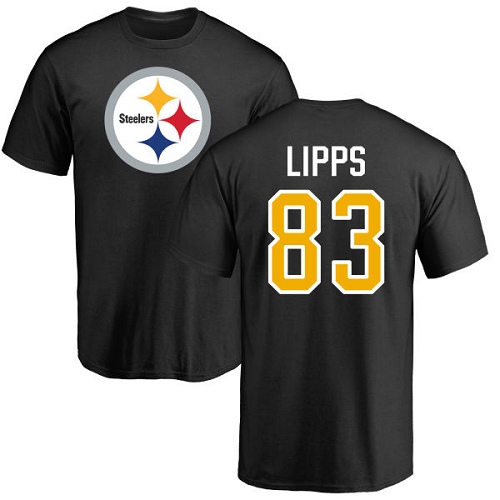 NFL Nike Pittsburgh Steelers #83 Louis Lipps Black Name & Number Logo T-Shirt