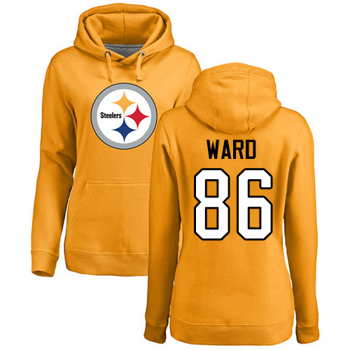 NFL Women's Nike Pittsburgh Steelers #86 Hines Ward Gold Name & Number Logo Pullover Hoodie