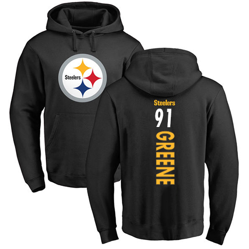 NFL Nike Pittsburgh Steelers #91 Kevin Greene Black Backer Pullover Hoodie