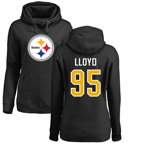 NFL Women's Nike Pittsburgh Steelers #95 Greg Lloyd Black Name & Number Logo Pullover Hoodie
