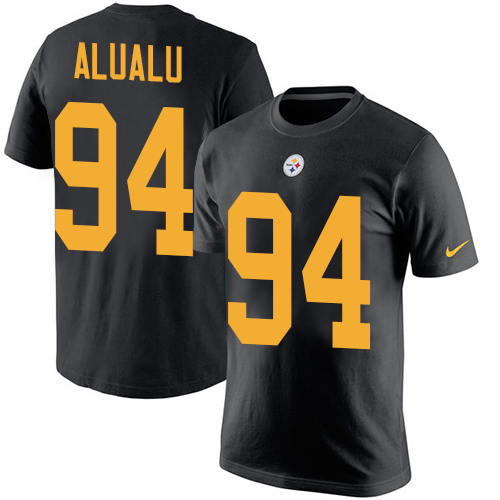 NFL Nike Pittsburgh Steelers #94 Tyson Alualu Black Rush Pride Name & Number T-Shirt