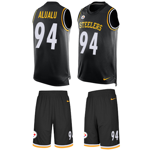Men's Nike Pittsburgh Steelers #94 Tyson Alualu Limited Black Tank Top Suit NFL Jersey