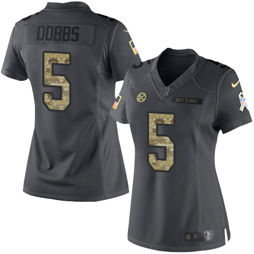Women's Nike Pittsburgh Steelers #5 Joshua Dobbs Limited Black 2016 Salute to Service NFL Jersey