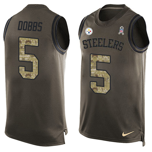 Men's Nike Pittsburgh Steelers #5 Joshua Dobbs Limited Green Salute to Service Tank Top NFL Jersey