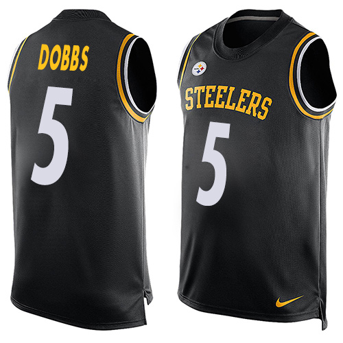 Men's Nike Pittsburgh Steelers #5 Joshua Dobbs Limited Black Player Name & Number Tank Top NFL Jersey