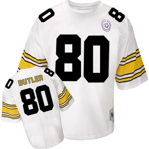 Mitchell And Ness Pittsburgh Steelers #80 Jack Butler White Authentic Throwback NFL Jersey