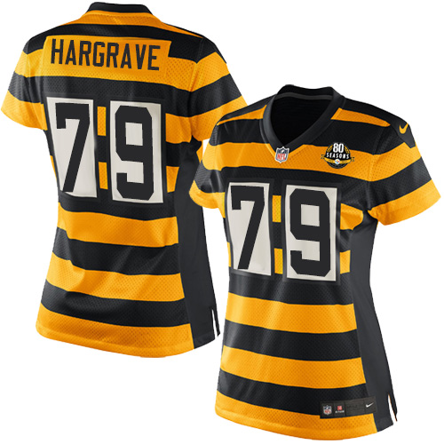 Women's Nike Pittsburgh Steelers #79 Javon Hargrave Elite Yellow/Black Alternate 80TH Anniversary Throwback NFL Jersey
