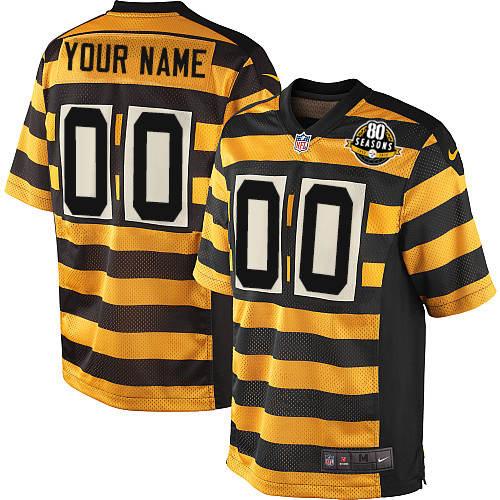 Men's Nike Pittsburgh Steelers Customized Elite Yellow/Black Alternate 80TH Anniversary Throwback NFL Jersey