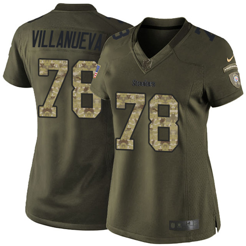 Women's Nike Pittsburgh Steelers #78 Alejandro Villanueva Limited Green Salute to Service NFL Jersey