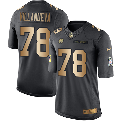 Men's Nike Pittsburgh Steelers #78 Alejandro Villanueva Limited Black/Gold Salute to Service NFL Jersey