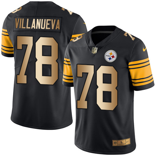 Men's Nike Pittsburgh Steelers #78 Alejandro Villanueva Limited Black/Gold Rush Vapor Untouchable NFL Jersey