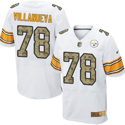 Men's Nike Pittsburgh Steelers #78 Alejandro Villanueva Elite White/Camo NFL Jersey