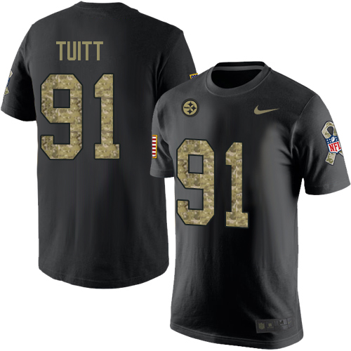 NFL Nike Pittsburgh Steelers #91 Stephon Tuitt Black Camo Salute to Service T-Shirt
