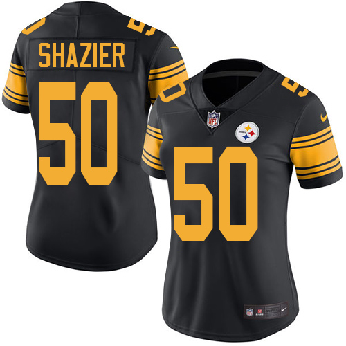 Women's Nike Pittsburgh Steelers #50 Ryan Shazier Limited Black Rush Vapor Untouchable NFL Jersey