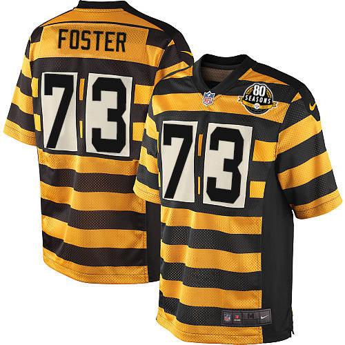 Men's Nike Pittsburgh Steelers #73 Ramon Foster Game Yellow/Black Alternate 80TH Anniversary Throwback NFL Jersey