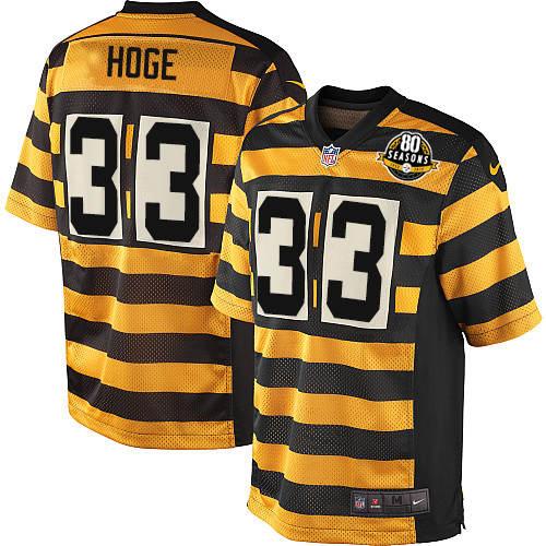 Men's Nike Pittsburgh Steelers #33 Merril Hoge Limited Yellow/Black Alternate 80TH Anniversary Throwback NFL Jersey